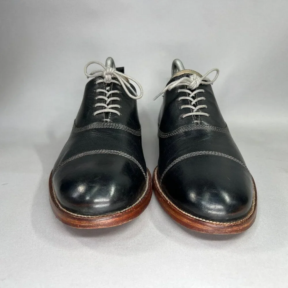 Johnston & Murphy Clayton Shoes Mens Size 10.5 Black Leather Cap Toe Dress Shoes